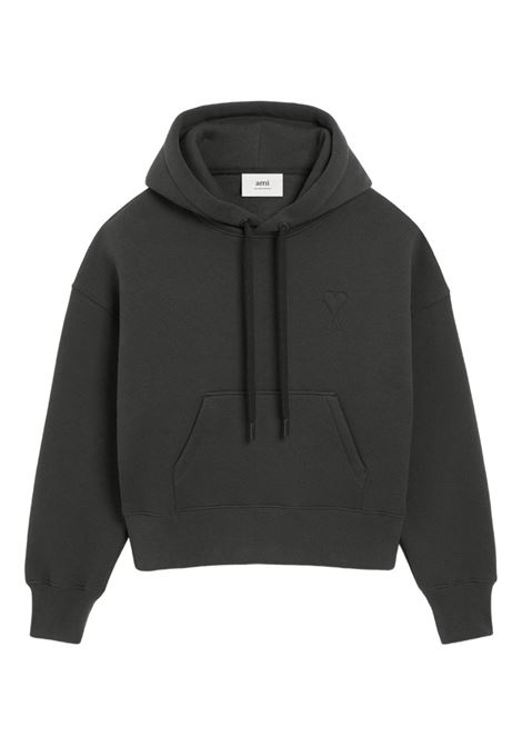 embrossed hoodie man grey AMI PARIS | USW756.749020